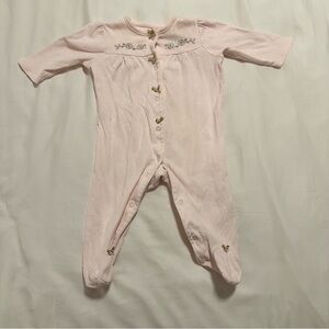 Little Me Pink Floral Embroidered Baby Footies 6M